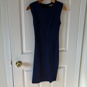 Blue houndstooth work dress